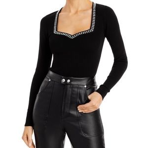 AQUA Crystal Trim Bodysuit - NWT